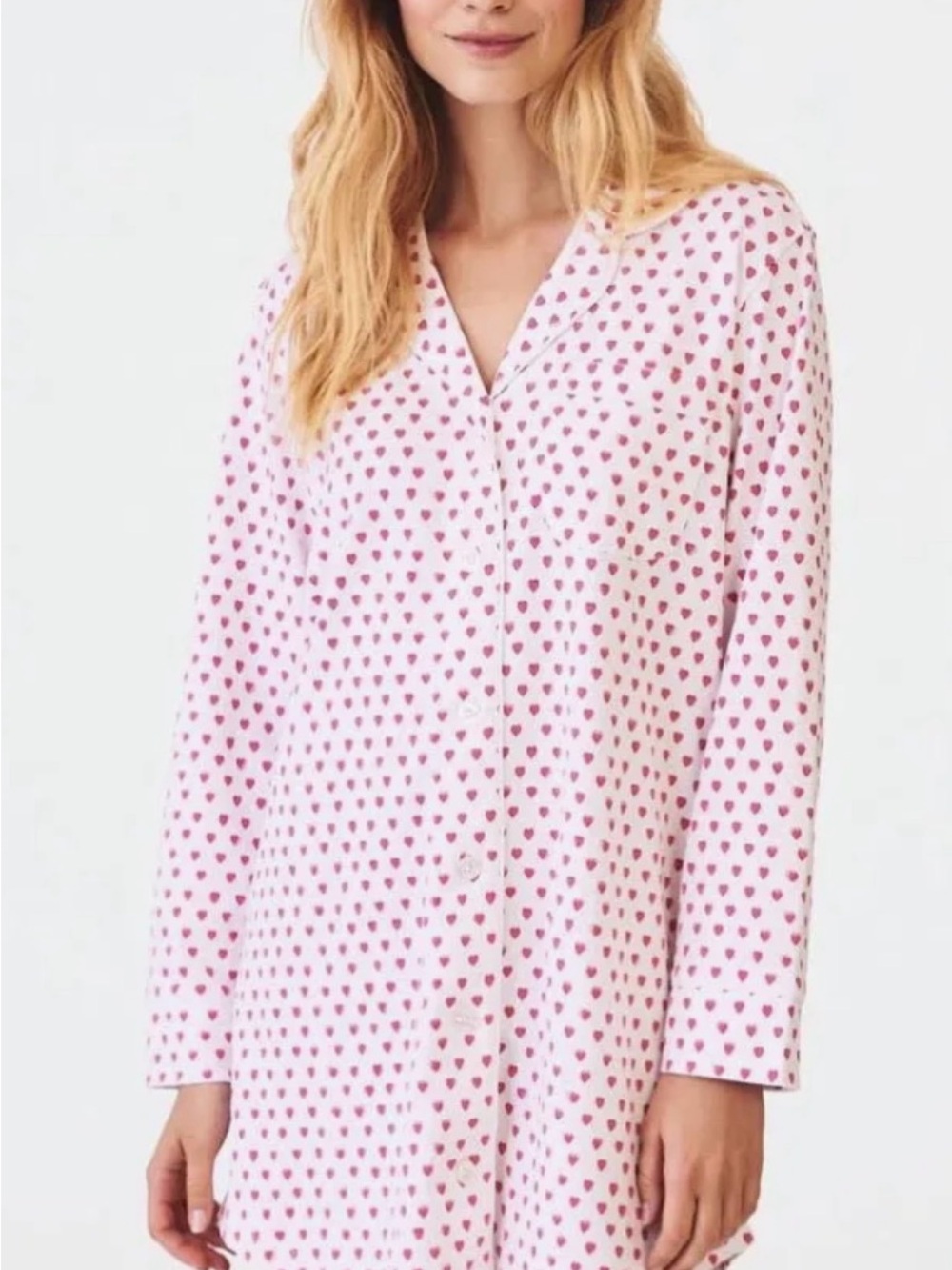 NWT Roller Rabbit Pink Hearts Perlita Lounge Dress Night Shirt